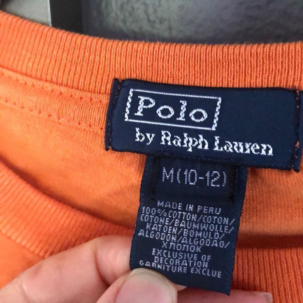 Polo ￼ Ralph Lauren boys orange long sleeve T-shirt size M 10 to 12 - Picture 2 of 4
